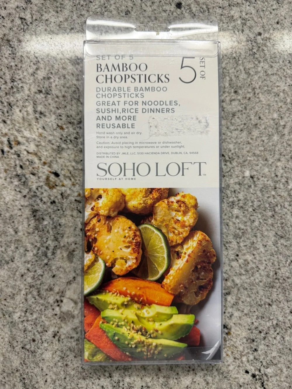 SOHO LOFT Bamboo Chopsticks Set of 5 -‎ Multicolor Handles